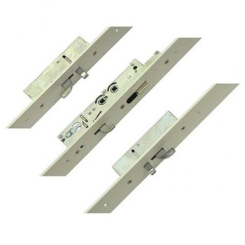 Fullex XL Latch, 3 Hooks, 2 Anti-Lift Pins, 2 Rollers, Double Spindle, Flat 44mm White Faceplate