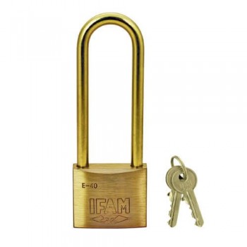 Ifam E Series 40mm Brass Padlock with Brass Shackle